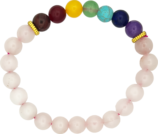 Rose Quarz With 7 Chakra Bracelet