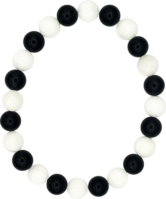 Selenite & Black Tourmaline Bracelet