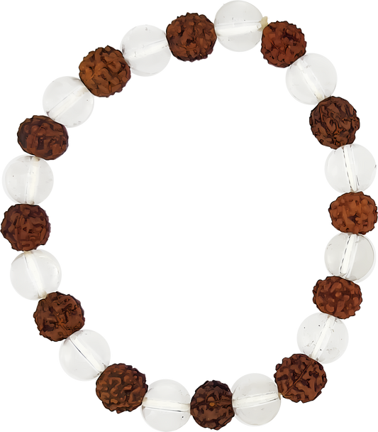 Rudraksha & Clear Quartz Bracelet