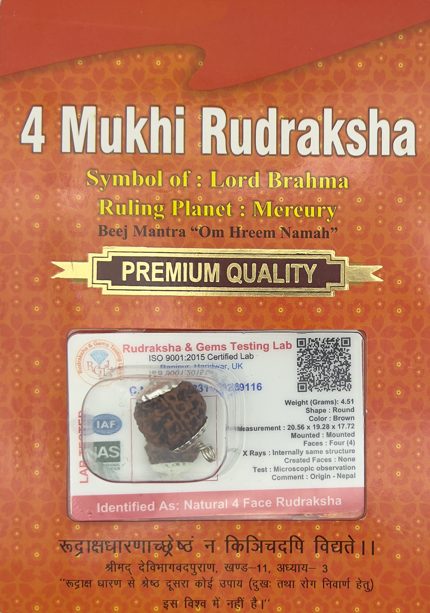 4 Mukhi Rudraksha (Indonesian,Certified)